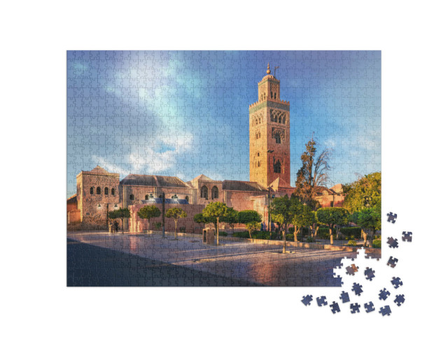 Puzzle 1000 pezzi „Minareto della Moschea della Koutoubia a Marrakech, Marocco“