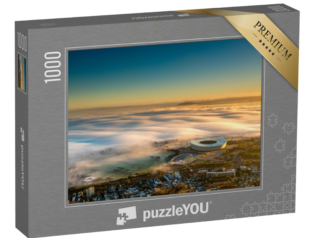 Puzzle 1000 pezzi „Alba nebbiosa sul centro della città di Città del Capo, Sudafrica“