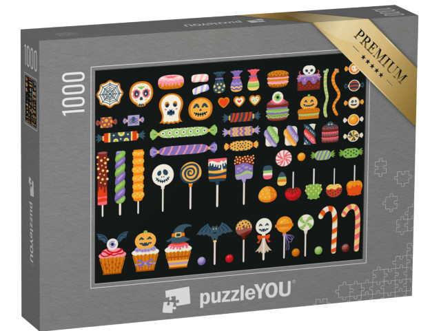 Puzzle 1000 pezzi „Dolci, bastoncini di zucchero e lecca-lecca ad Halloween“