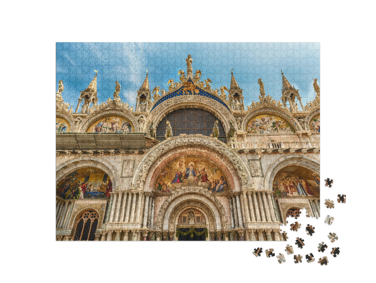 Puzzle 1000 pezzi „Facciata della Basilica di San Marco, la chiesa cattedrale di Venezia, Italia“