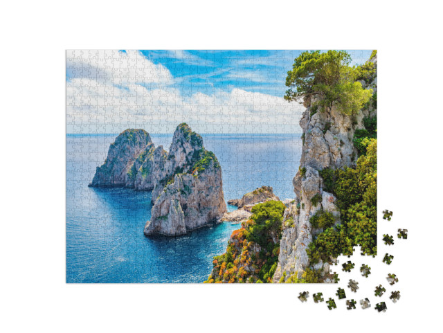 Puzzle 1000 pezzi „La meravigliosa isola di Capri, la costiera amalfitana, la baia di Napoli“