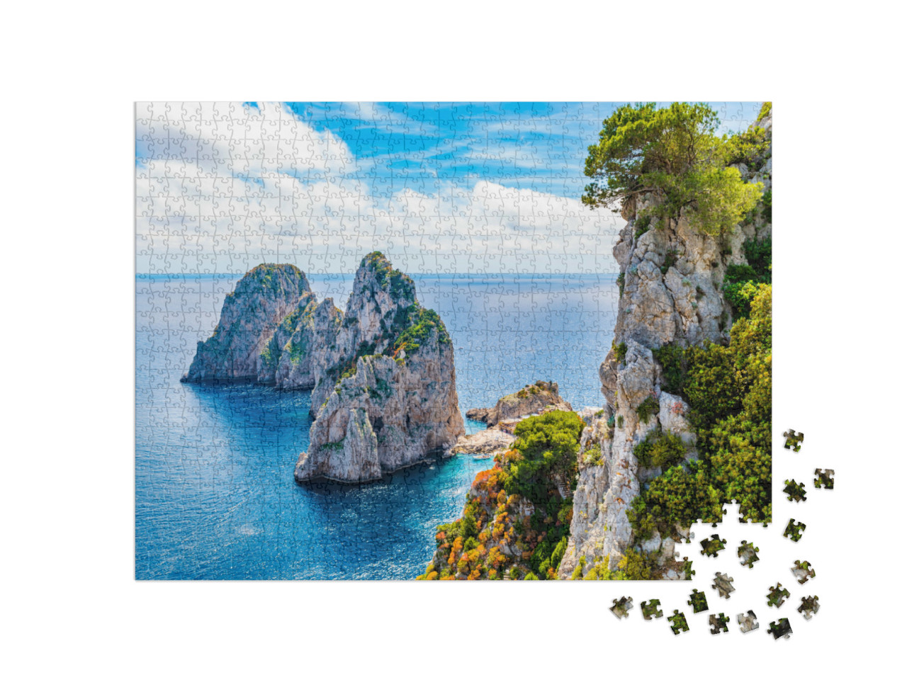 Puzzle 1000 pezzi „La meravigliosa isola di Capri, la costiera amalfitana, la baia di Napoli“