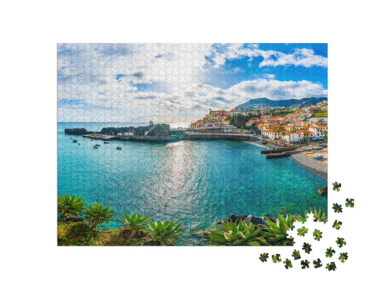 Puzzle 1000 pezzi „Camara de Lobos, porto e villaggio di pescatori, Madeira, Portogallo“