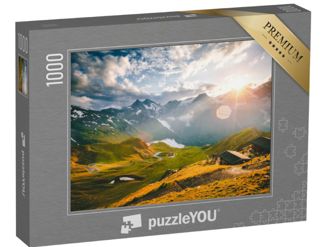 Puzzle 1000 pezzi „Vista aerea di una strada tortuosa sul Grossglockner, Salisburgo, Austria“