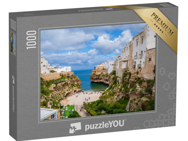 Puzzle 1000 pezzi „Vista sulla baia di Lama Monachile a Polignano a Mare Città d'Italia“