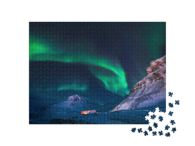 Puzzle 1000 pezzi „L'aurora boreale polare su Spitsbergen, Norvegia“