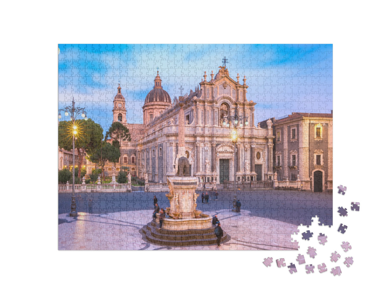 Puzzle 1000 pezzi „Piazza Duomo di sera, Catania, Sicilia, Italia“