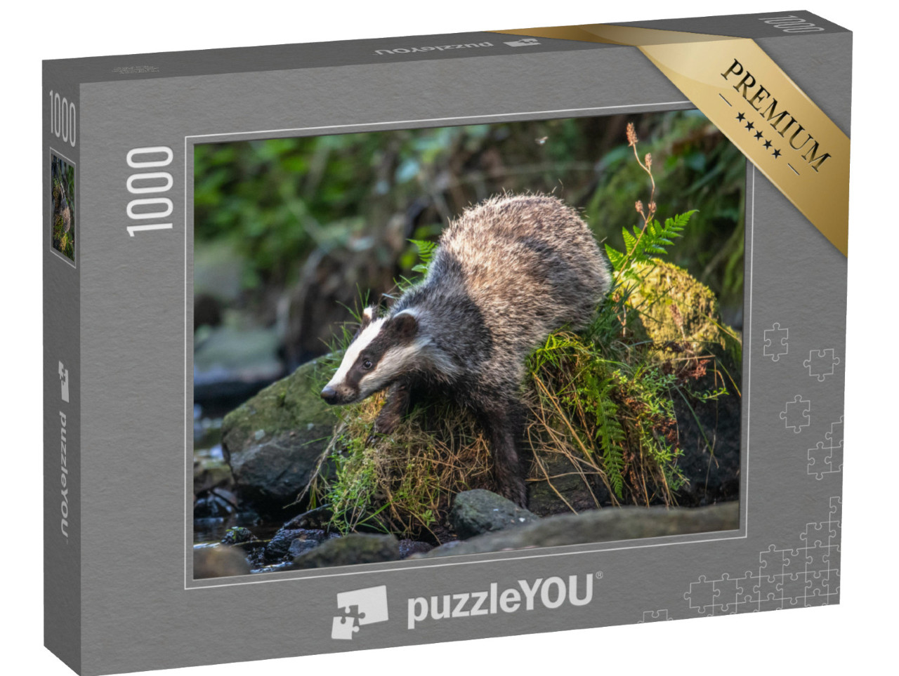 Puzzle 1000 pezzi „Un tasso in una foresta in Germania“
