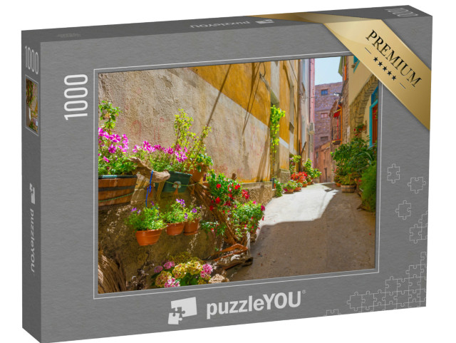 Puzzle 1000 pezzi „Il porto e le case della città di Cala Gonone in Sardegna alla luce del sole in primavera“