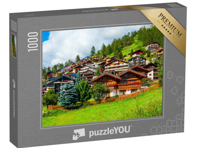 Puzzle 1000 pezzi „Case locali tradizionali nel centro di Zermatt“