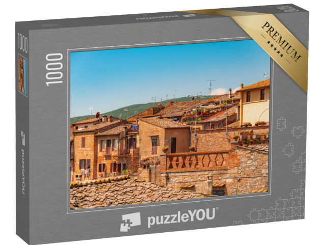 Puzzle 1000 pezzi „San Gimignano con uno skyline di torri medievali, tra cui la Torre Grossa in pietra, Toscana“