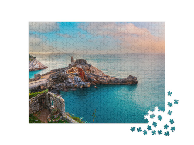 Puzzle 1000 pezzi „Chiesa di San Pietro nel mare di Portovenere, Italia.“
