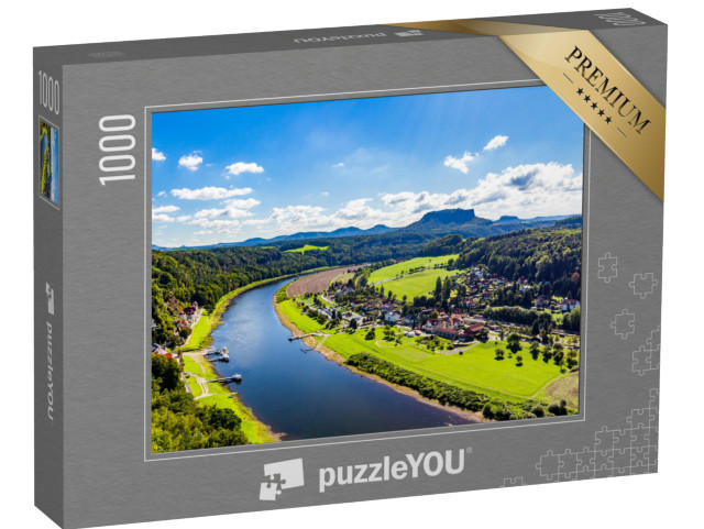 Puzzle 1000 pezzi „Vista dal punto panoramico di Bastei nella Svizzera sassone“