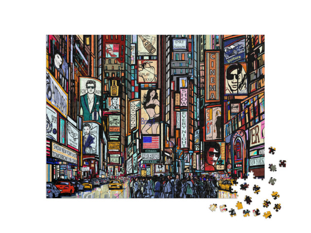 Puzzle 1000 pezzi „Un'illustrazione di una strada di New York, Times Square“