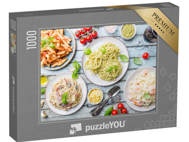 Puzzle 1000 pezzi „Una selezione di deliziosi piatti di pasta“