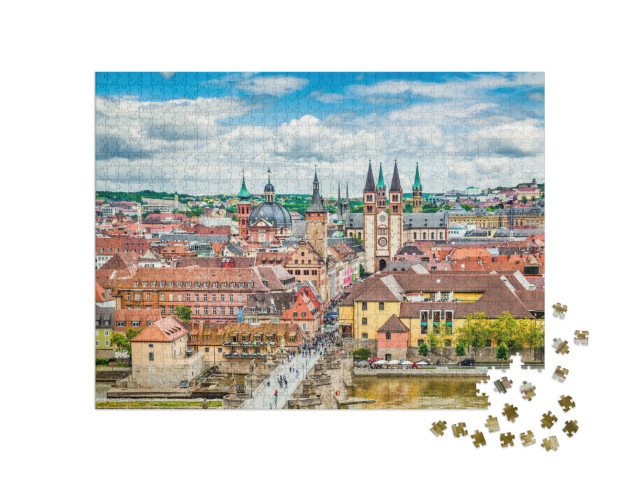 Puzzle 1000 pezzi „Würzburg con l'Antico Ponte Principale, regione della Franconia“