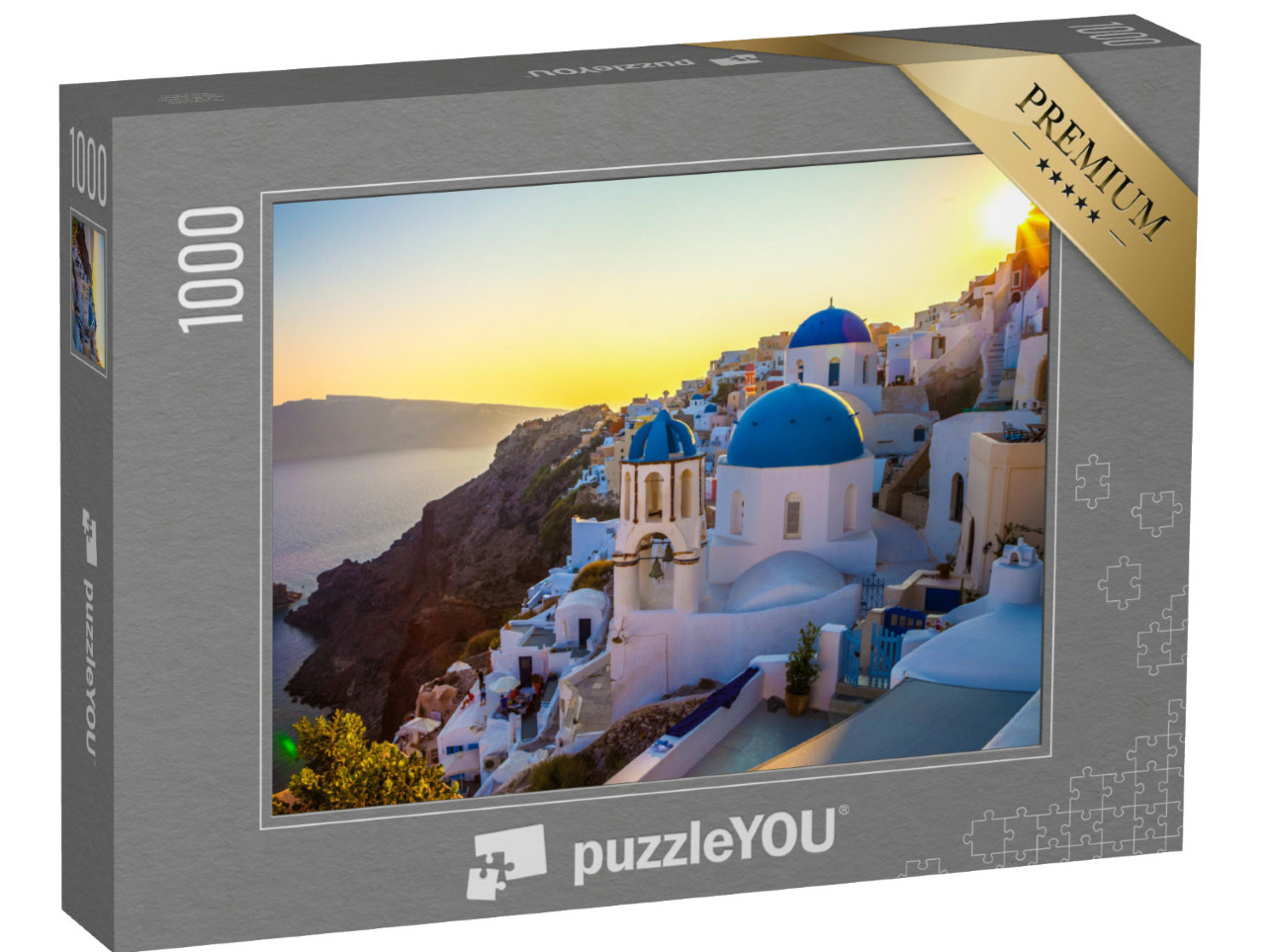 Puzzle 1000 pezzi „Villaggio di Oia a Santorini, Grecia“