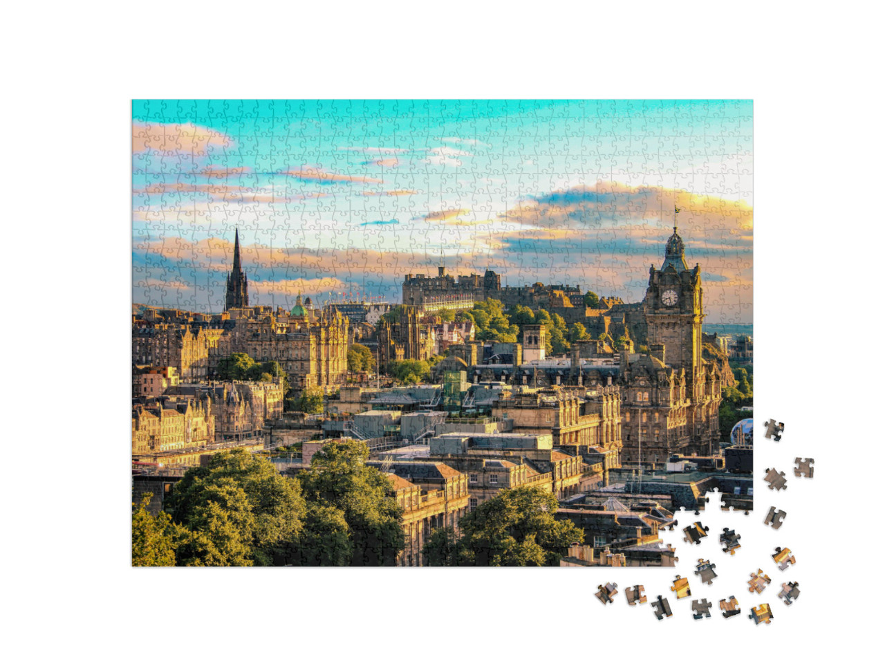 Puzzle 1000 pezzi „Lo skyline di Edimburgo visto da Calton Hill, Scozia“