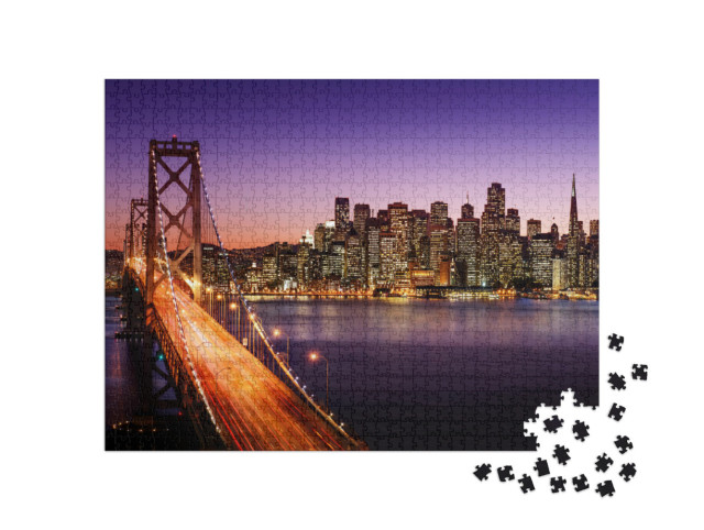 Puzzle 1000 pezzi „California: San Francisco e il Bay Bridge di notte“
