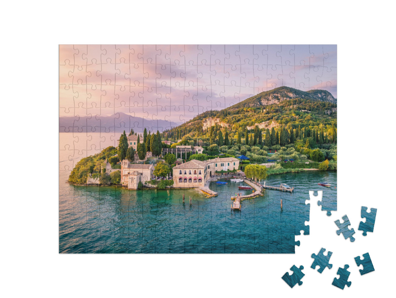 Puzzle 200 pezzi „Punta San Vigilio sul Lago di Garda, Italia“