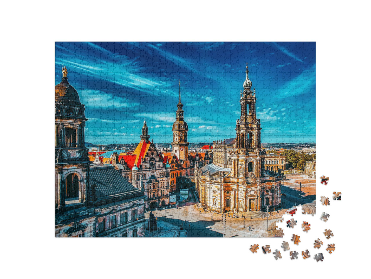 Puzzle 1000 pezzi „Centro storico di Dresda, Sassonia, Germania“