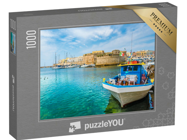Puzzle 1000 pezzi „Veduta della città vecchia e del porto di Gallipoli, Puglia, Sud Italia“