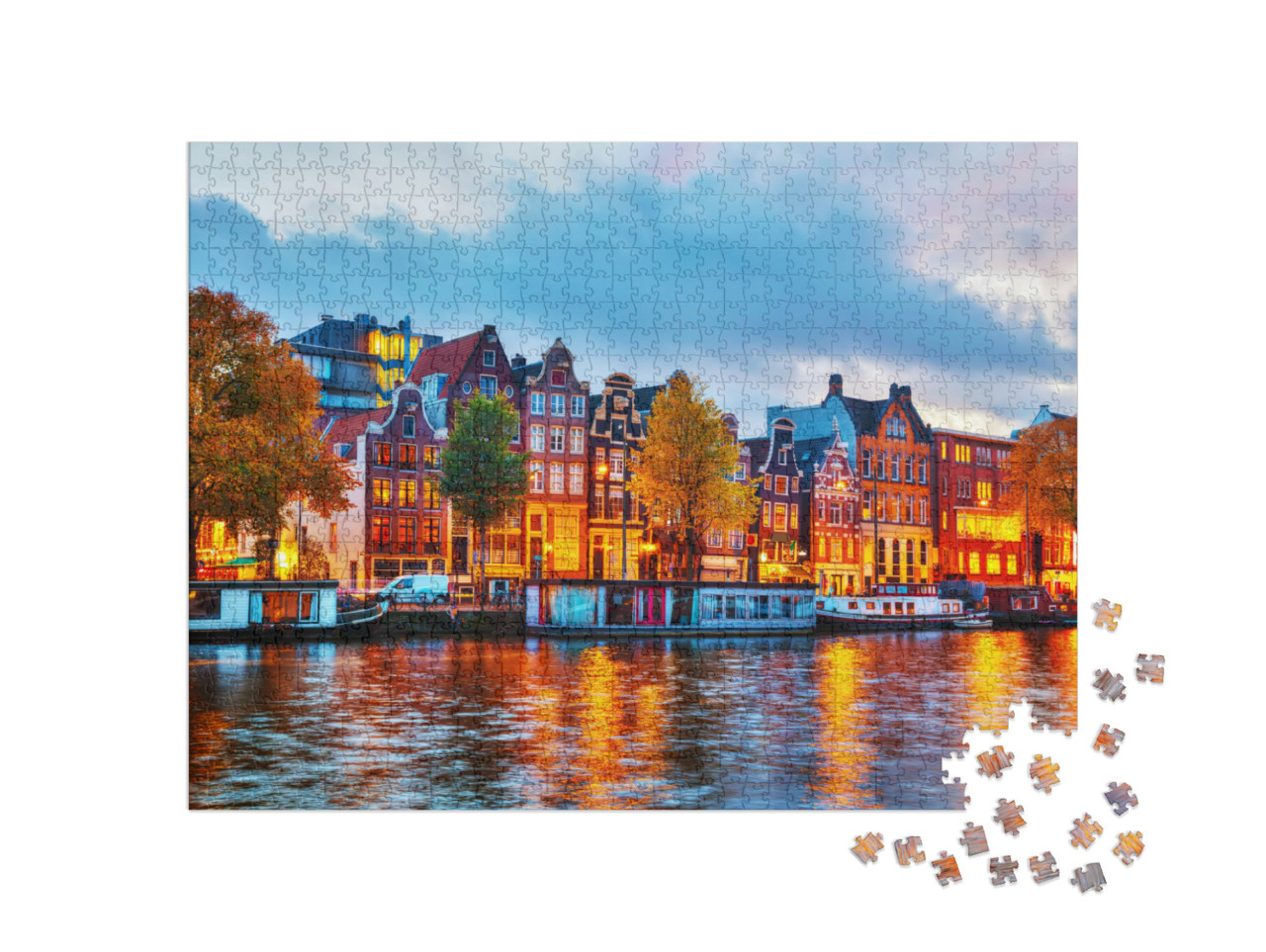Puzzle 1000 pezzi „Amsterdam al tramonto, Paesi Bassi“