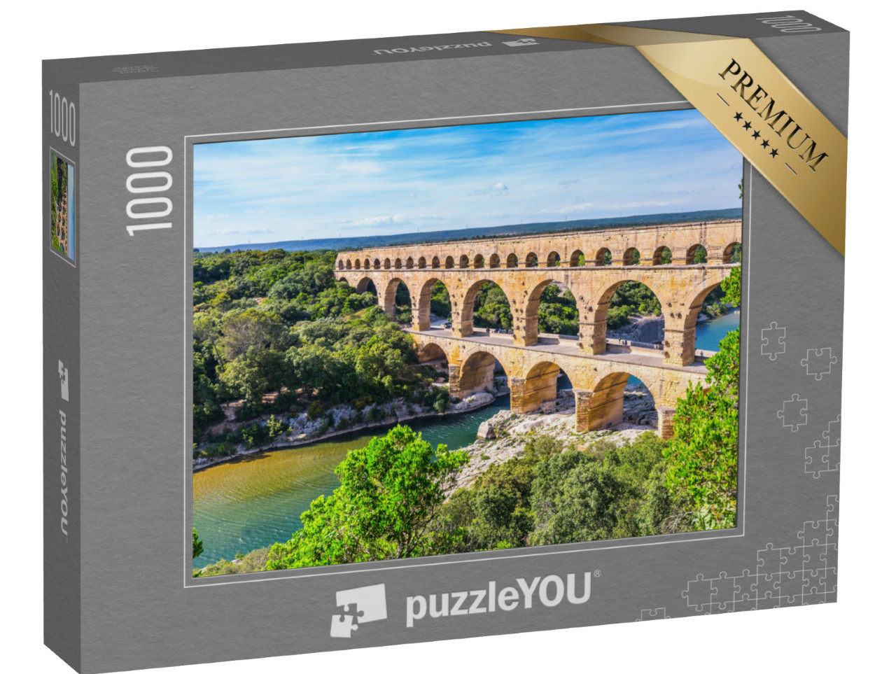 Puzzle 1000 pezzi „L'acquedotto a tre stadi di Pont du Gard, Provenza“