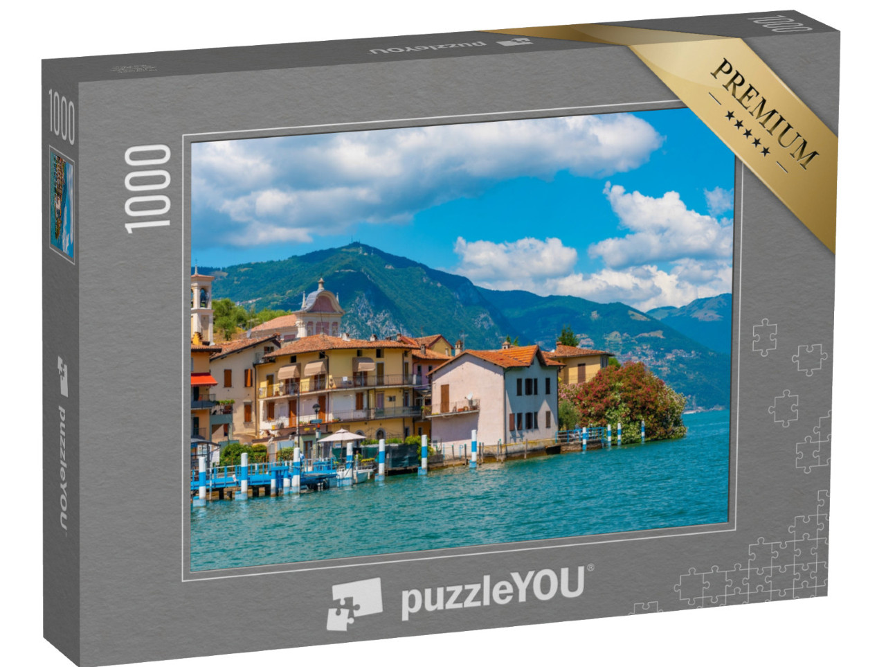 Puzzle 1000 pezzi „Il villaggio di Carzano sull'isola di Monte Isola, sul lago d'Iseo“