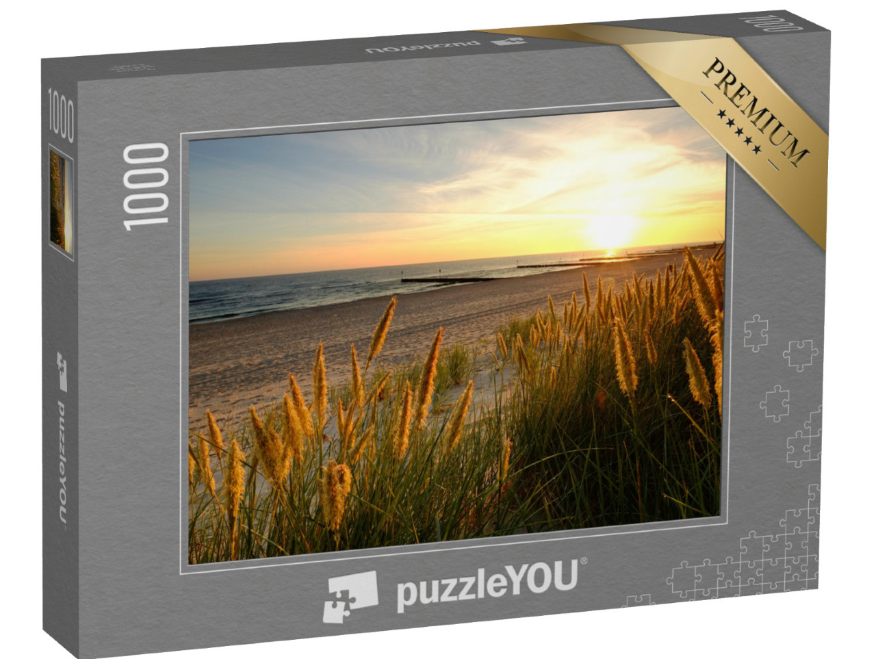 Puzzle 1000 pezzi „Mar Baltico, dune su una spiaggia sabbiosa, Kolobrzeg, Polonia“