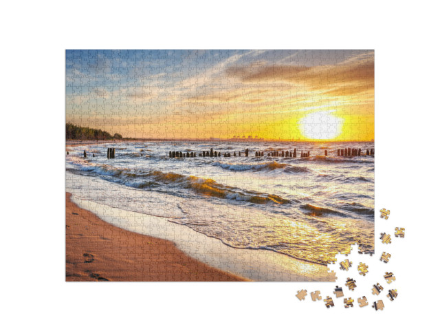 Puzzle 1000 pezzi „Tramonto sulla spiaggia del Mar Baltico in Polonia“