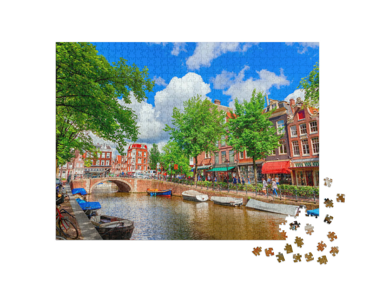 Puzzle 1000 pezzi „Canale di Amsterdam, Paesi Bassi“