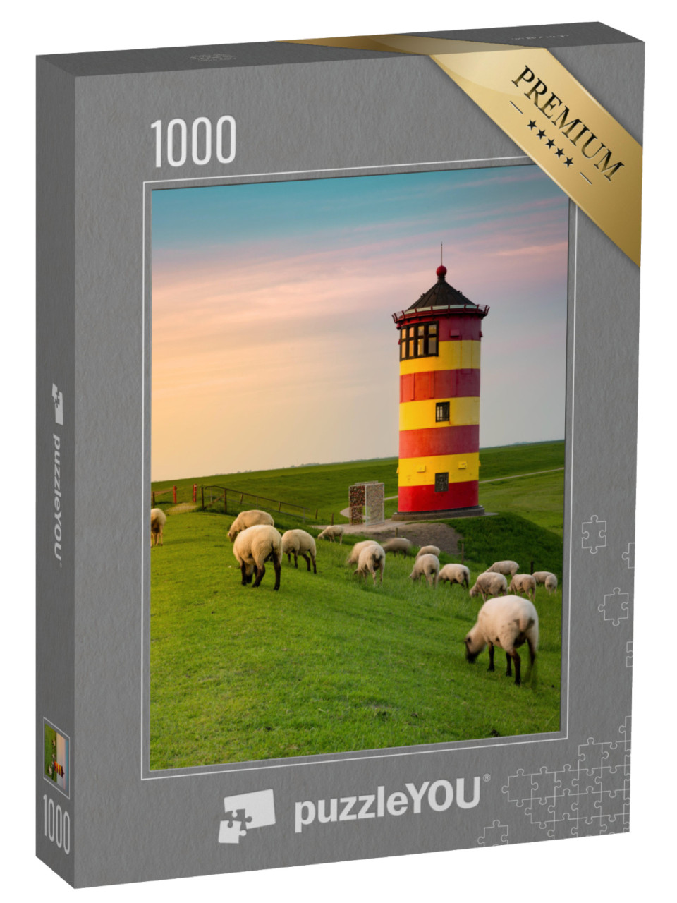 Puzzle 1000 pezzi „Un bellissimo faro sulla costa della Frisia orientale“