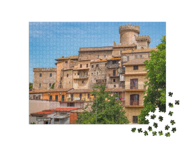 Puzzle 1000 pezzi „Il bellissimo borgo di Fiano Romano e il Palazzo Ducale di Orsini nella città metropolitana di Roma“