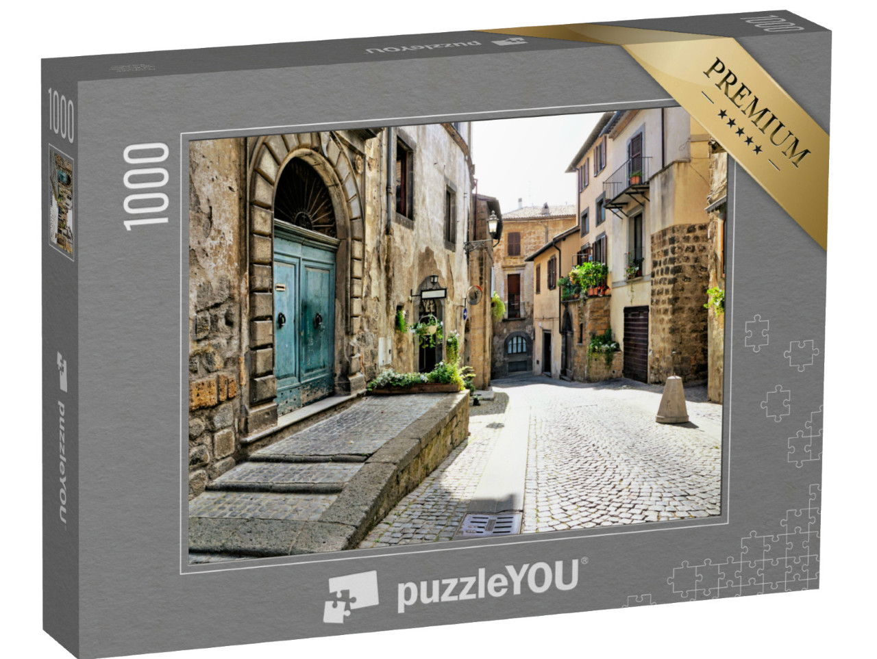Puzzle 1000 pezzi „Antichi edifici in pietra della città medievale di Orvieto, Umbria, Italia“