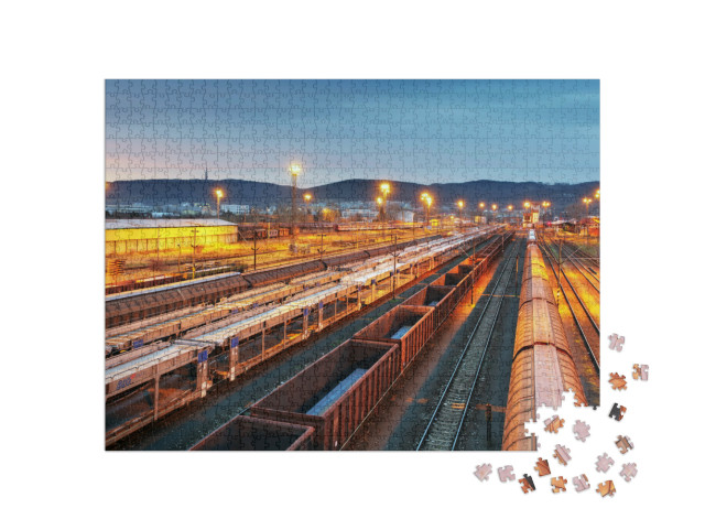 Puzzle 1000 pezzi „Trasporto ferroviario di merci, treno merci“