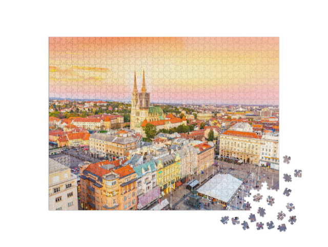 Puzzle 1000 pezzi „Piazza Ban Jelacic a Zagabria, Croazia“
