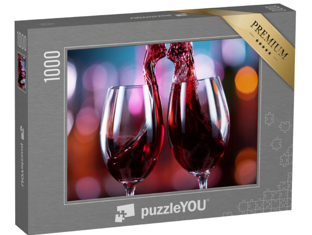 Puzzle 1000 pezzi „Due bicchieri di vino rosso si scontrano“