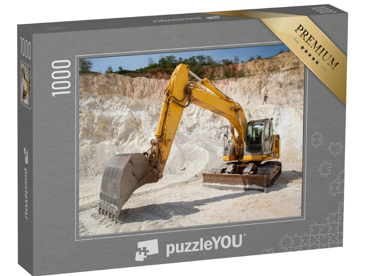 Puzzle 1000 pezzi „Escavatore cingolato idraulico al lavoro in cava“