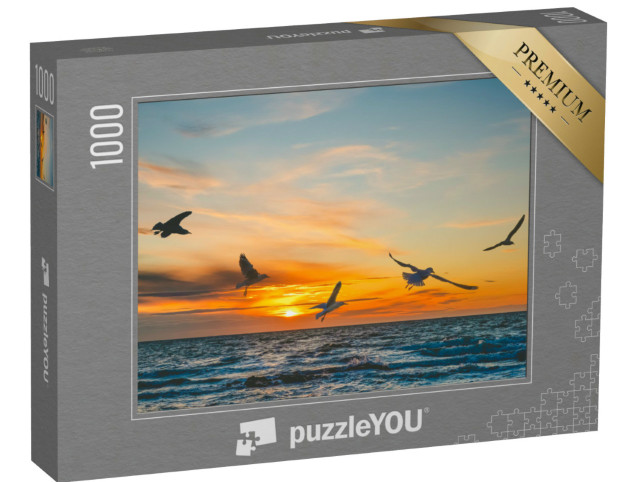 Puzzle 1000 pezzi „Gabbiani in volo al tramonto sul mare“