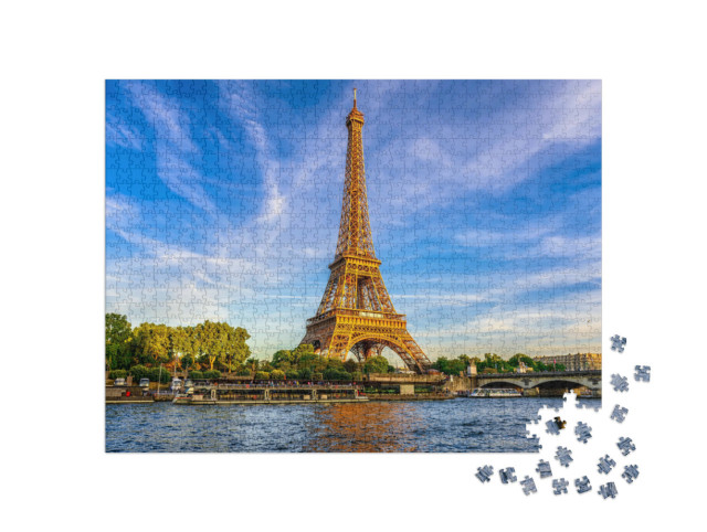 Puzzle 1000 pezzi „La Torre Eiffel e la Senna al tramonto a Parigi, Francia“