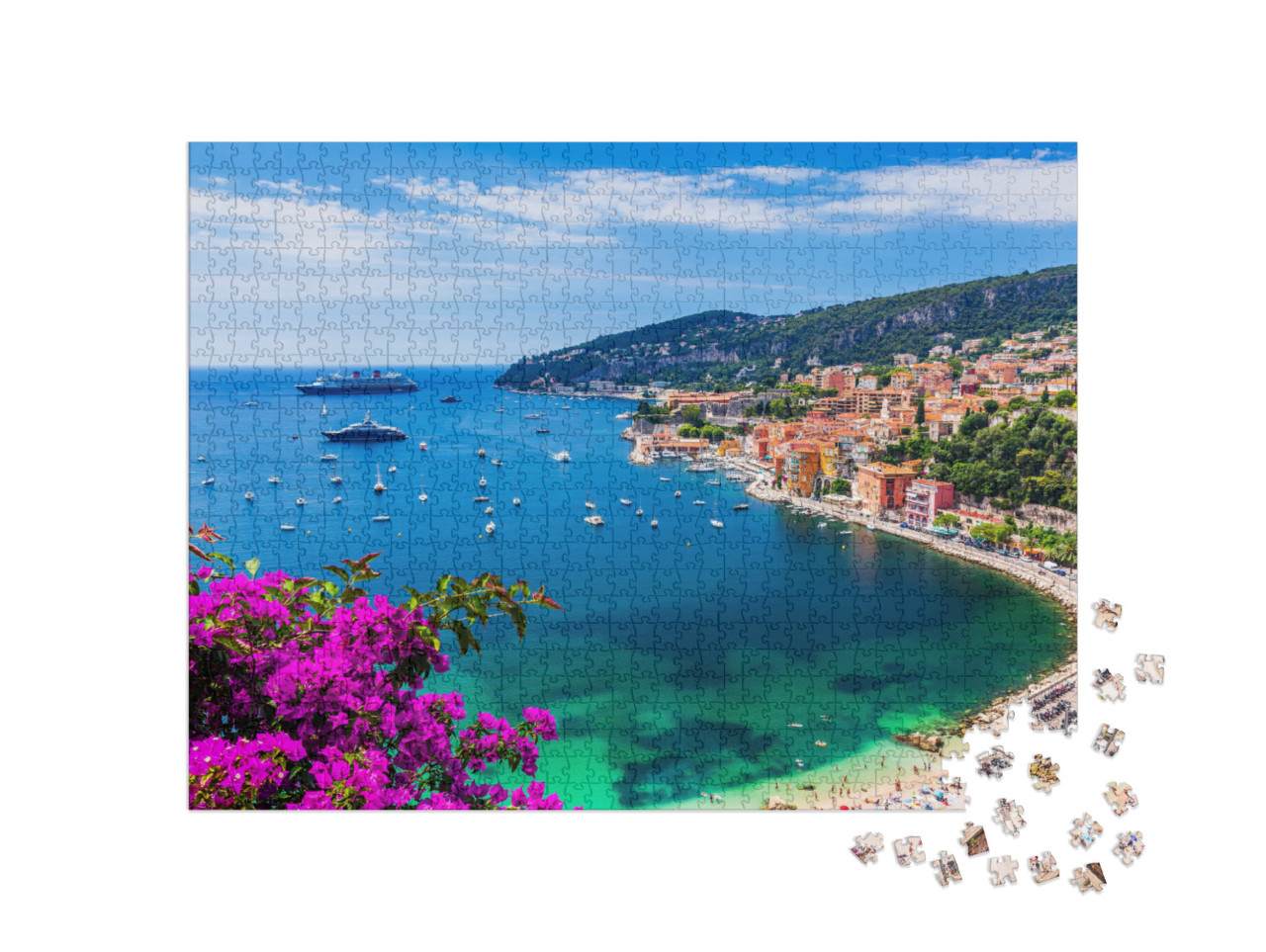 Puzzle 1000 pezzi „Villefranche sur Mer, Francia, città costiera della Costa Azzurra“