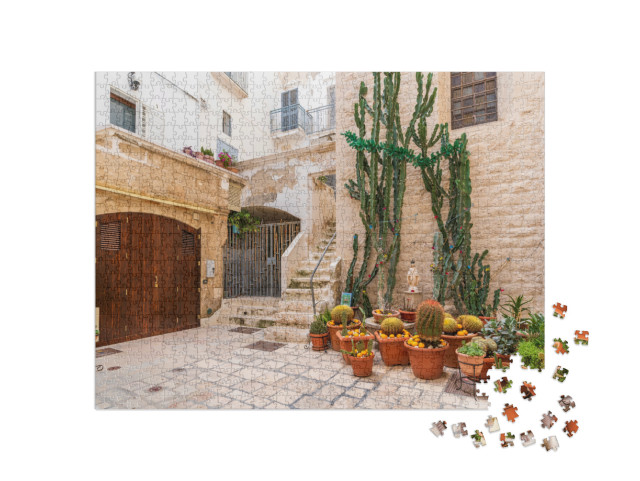Puzzle 1000 pezzi „Vista stradale di Polignano a Mare in Italia“