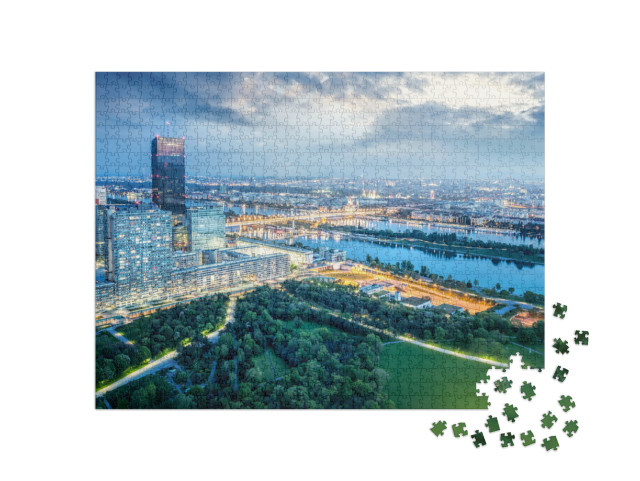 Puzzle 1000 pezzi „Lo skyline di Vienna di notte, Austria“