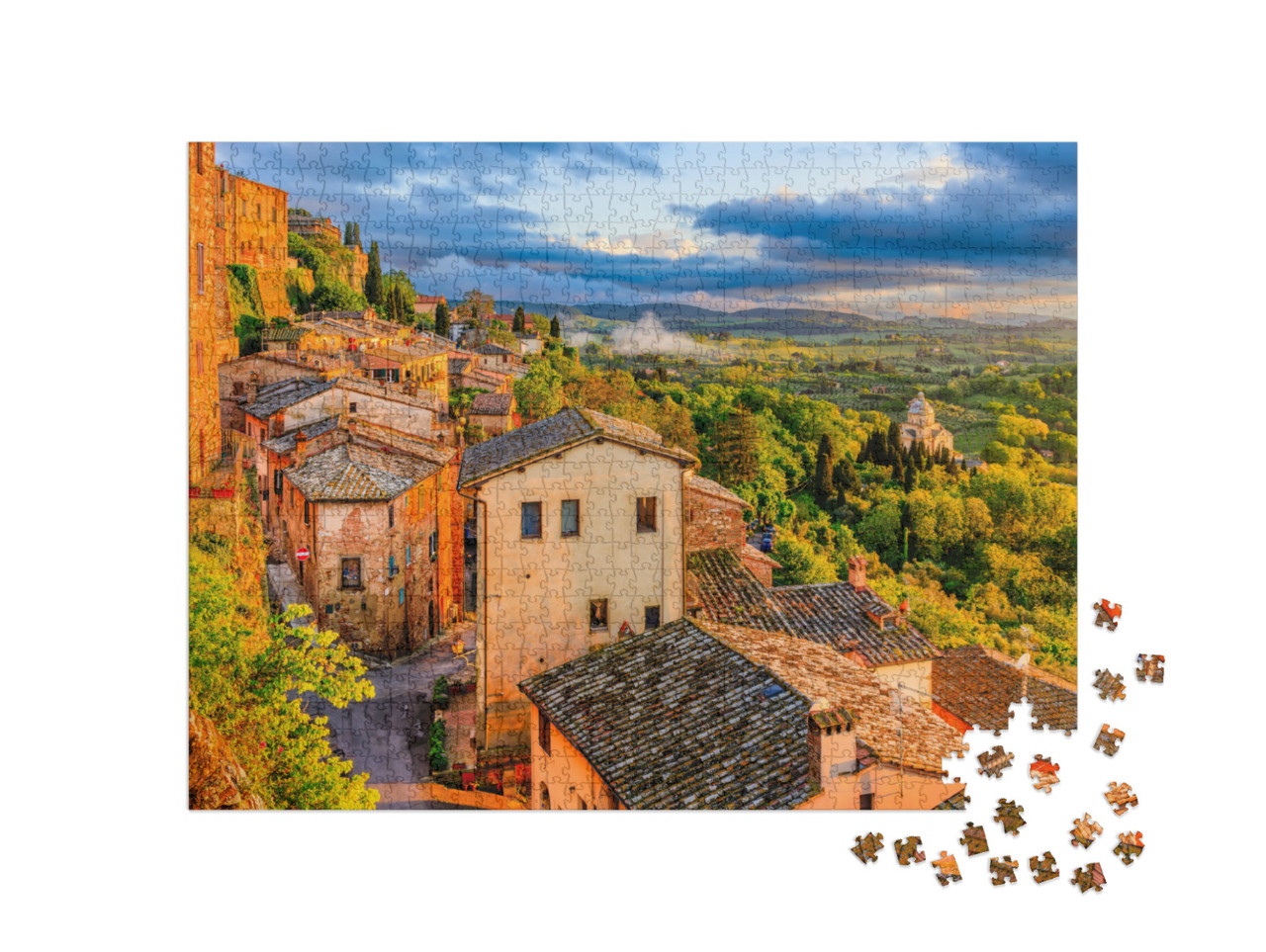 Puzzle 1000 pezzi „Montepulciano, Toscana. Vista dalla città sulla campagna intorno a Montepulciano.“
