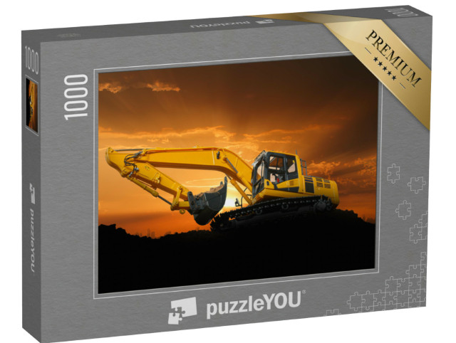 Puzzle 1000 pezzi „Escavatore cingolato in un cantiere al tramonto“
