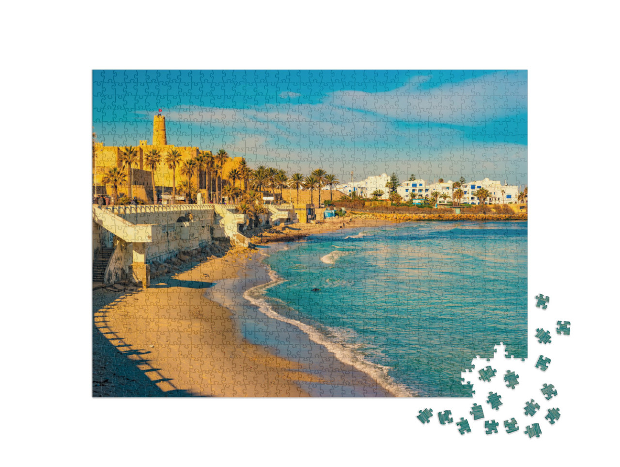 Puzzle 1000 pezzi „La bella città di Monastir in Tunisia, sul Mar Mediterraneo“