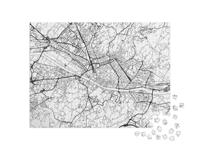 Puzzle 1000 pezzi „Mappa stradale della città di Firenze in Italia isolata su sfondo bianco.“