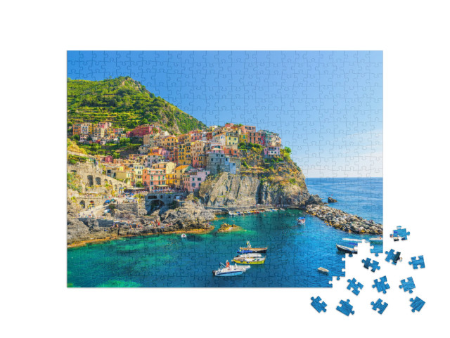 Puzzle 500 pezzi „Manarola, tradizionale borgo tipico italiano nel Parco Nazionale delle Cinque Terre“