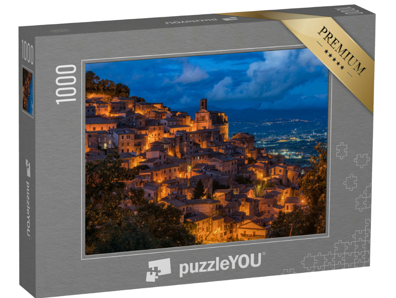 Puzzle 1000 pezzi „Patrica al tramonto, splendida cittadina in provincia di Frosinone, Lazio, Italia.“
